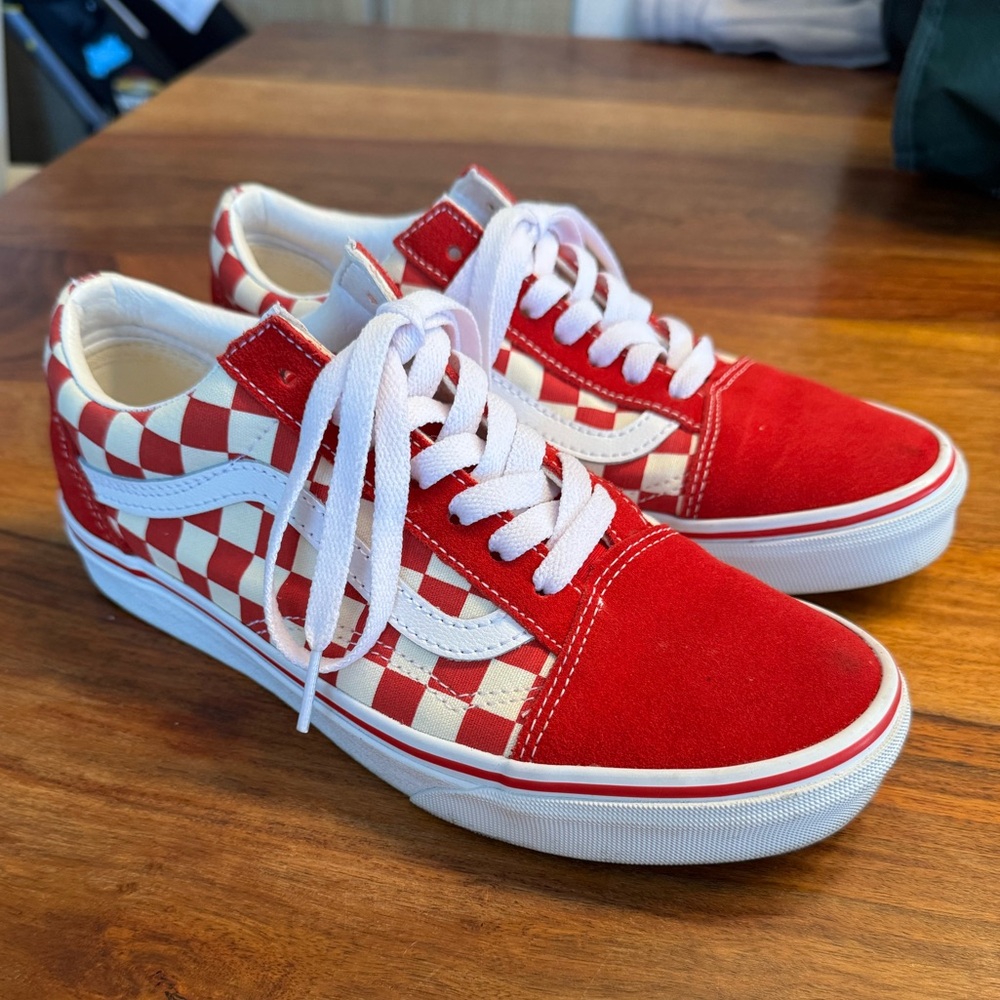 Vans Red and White Checkered Sneakers